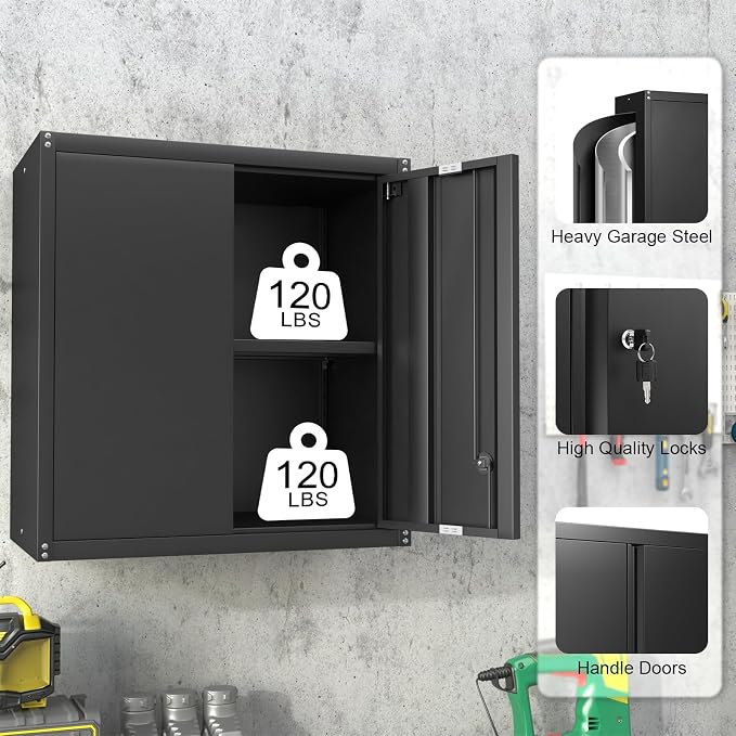 LUCYPAL Garage Storage Cabinet, 27.95" H Metal Wall Cabinets - Image 5