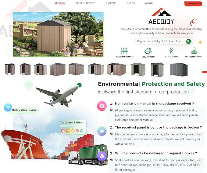 AECOJOY 6' x 4' Storage Shed, Metal Sheds & Outdoor Storage Clearance, Utility - Image 6