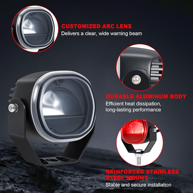 Forklift Arc Safety Light, LED Warning Lamp Red Line Projection, Aluminum - Image 3