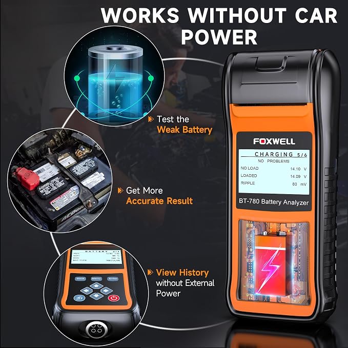 FOXWELL BT780 Car Battery Tester, 12V 24V Battery Load Tester - Image 5