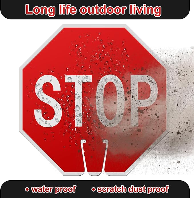 Geetery 3 Pcs Stop Signs 12 x 12 Inches PVC Traffic Cones Top Warning Signs - Image 4