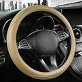 High-Grade Beige Genuine Leather Steering Wheel Cover by PJBTVZ