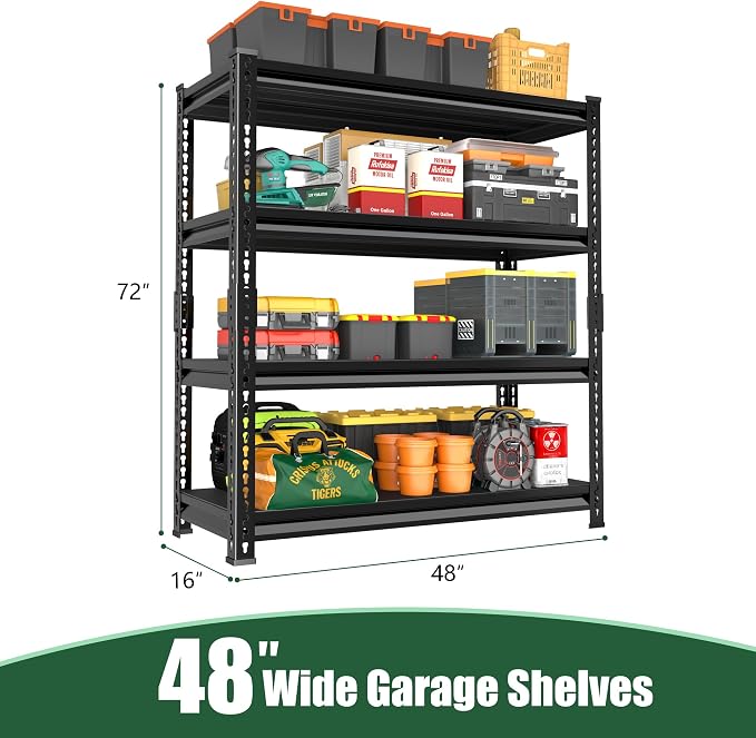 48" W Garage Shelving Heavy Duty，2000LBS Loads Adjustable Garage Storage Shelves - Image 3