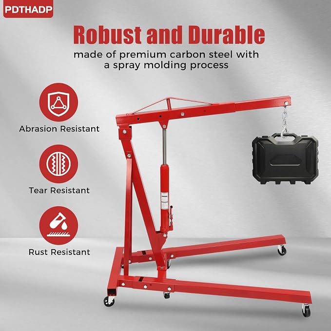 Engine Hoist 2 Ton Folding Engine Lift Folding Cherry 6.89Ft Picker Shop Crane - Image 5