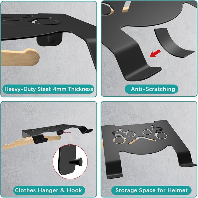 Bike Wall Mount Rack, Horizontal Bicycle Storage Hanger - Image 5