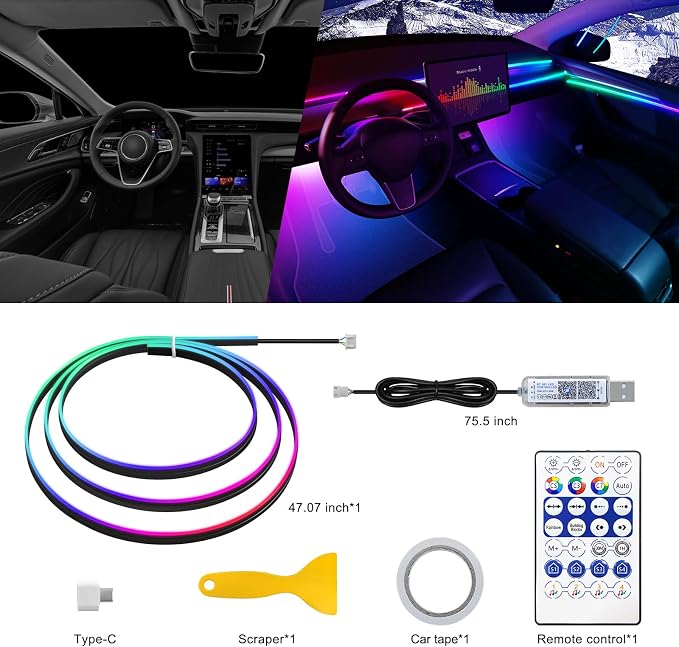 Dreamcolor Acrylic Interior Car LED Strip Light - Image 3
