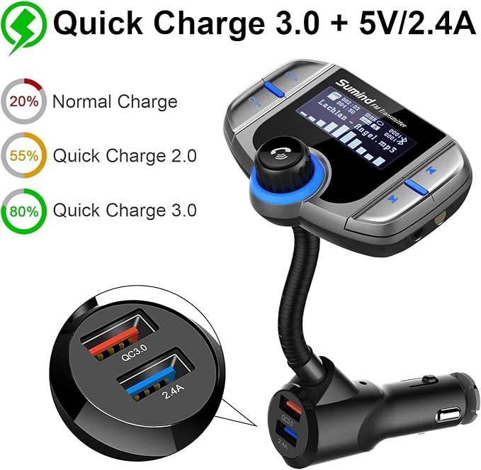 Upgraded Bluetooth FM Transmitter, Wireless Radio Adapter Hands Free Car Kit - Image 4