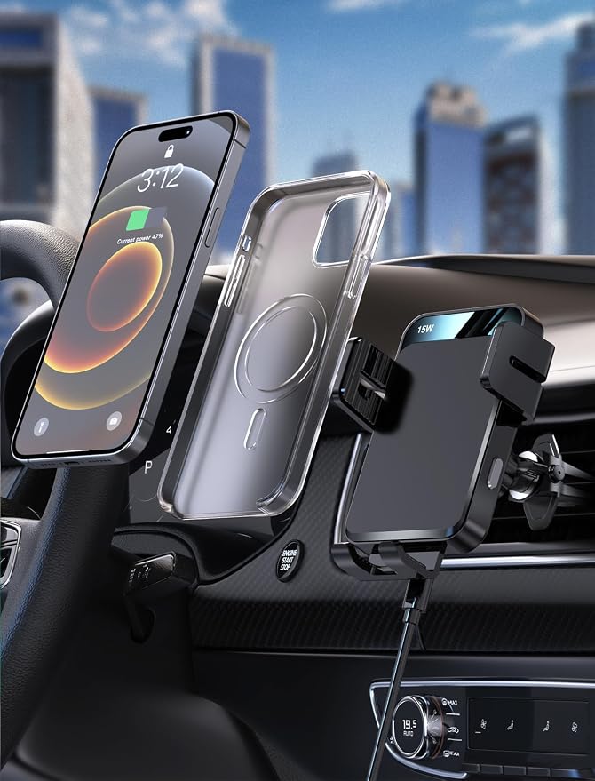 MOKPR Wireless Car Charger, Auto-Clamping Car Mount 15W/10W/7.5W Fast Charging - Image 4