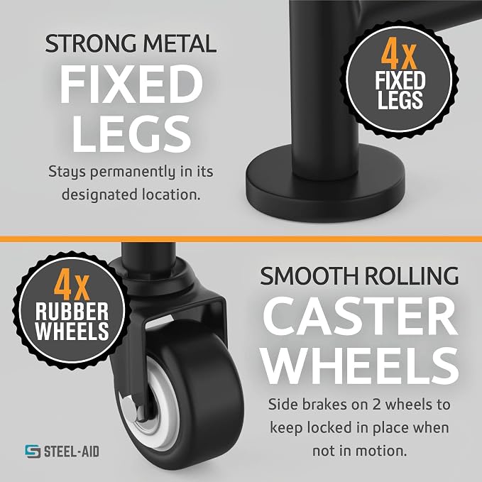 Rolling Tire Rack – Metal, Adjustable, Tire Stand & Protective Cover, Included - Image 4