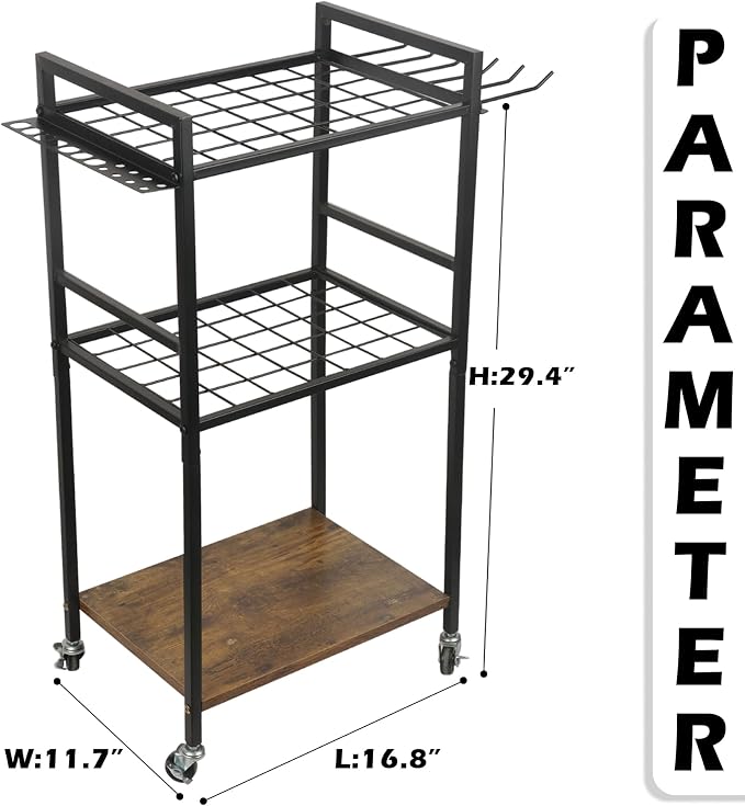 MUTUACTOR Heavy Duty Garage Tools Organizer Cart, 3-Tier Rolling Utility Tool - Image 5
