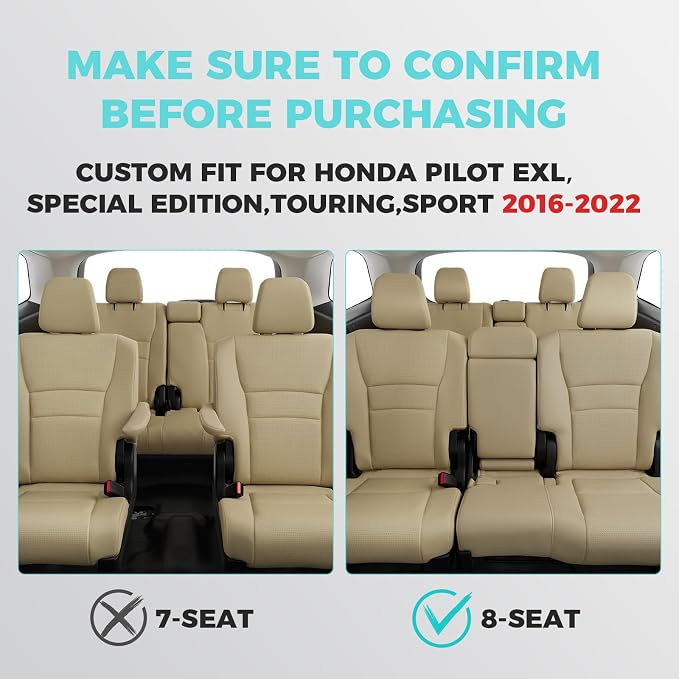 for Honda Pilot Seat Covers, Car Seat Protectors Full Set Custom Fit Pilot EX-L - Image 2