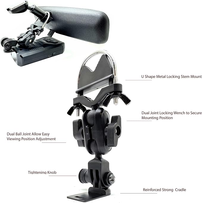 U-Bolt Radar-Detector Rearview Mirror Stem Mount - Image 5