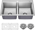 KRAUS Fairlane 33-inch Drop In/Top Mount Double Bowl 18-Gauge Stainless Steel by KRAUS