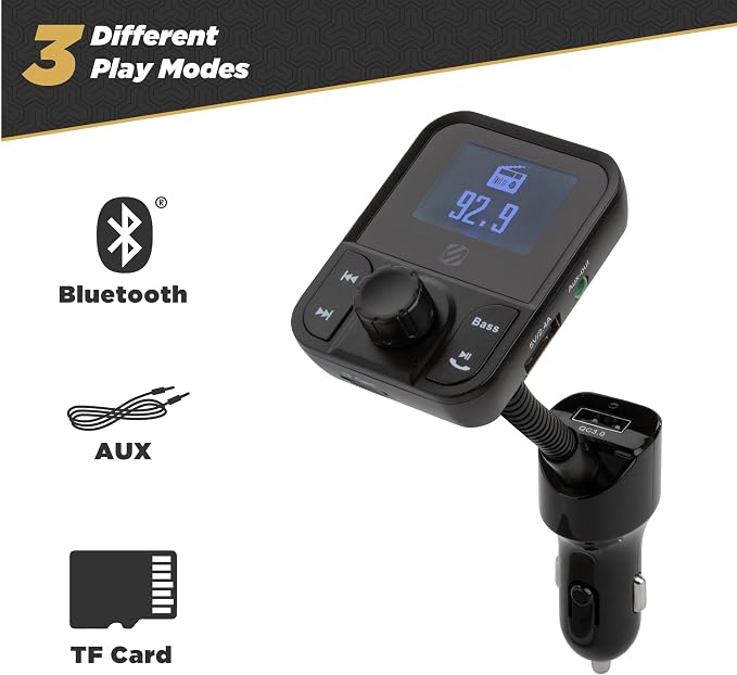 Scosche SBTFM1-XCES0 Bluetooth 5.0 FM Transmitter w/ Dual USB Charger Ports - Image 2