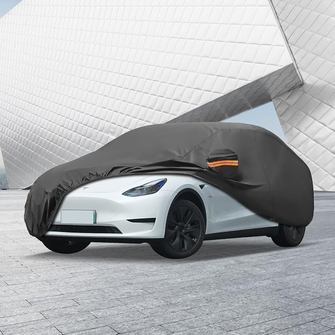 MORNYRAY Compatible with Tesla Model Y, Car Cover Outdoor Waterproof Sun Rain - Image 6