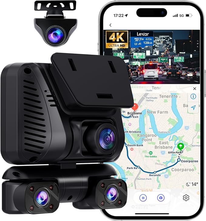 4K Dash Cam 360° View, 4 Channel Front and Rear Dash Camera by DriveyeDashCam