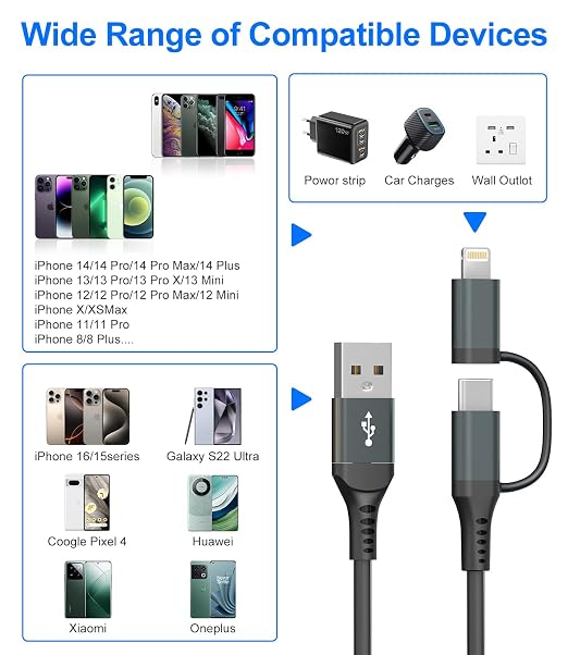 USB to USB C and Lightning Cable Support Apple Carplay & Android Auto - Image 6