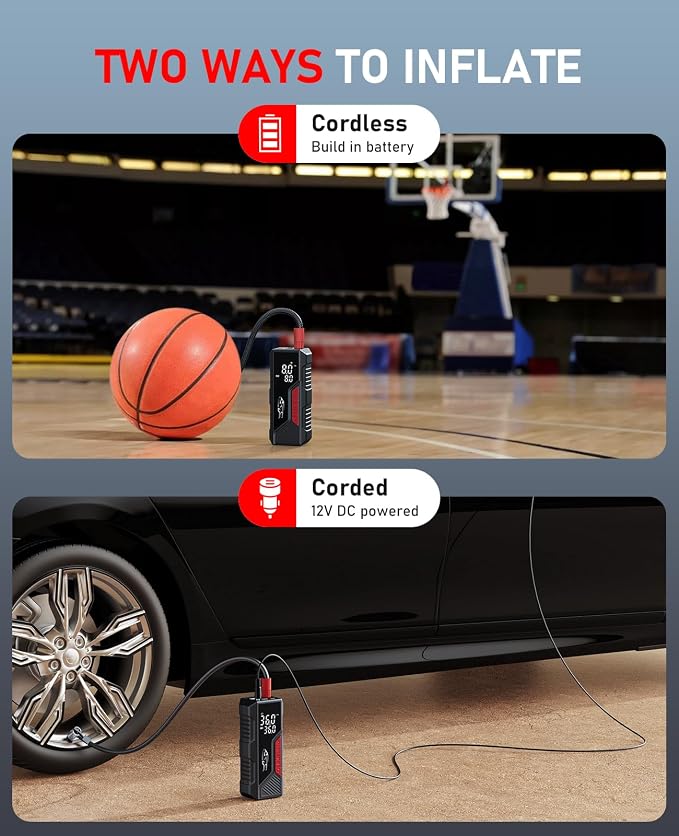 Tire Inflator Portable Air Compressor, Cordless Air Pump - Image 5