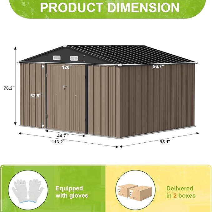 JUMMICO 8 x 10 FT Outdoor Storage Shed, Large Metal Garden Shed & Tool Sheds - Image 6