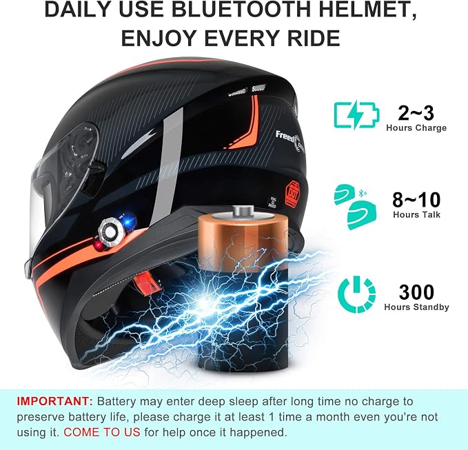 Bluetooth Motorcycle Helmet FreedConn BM12 DOT Full Face Bluetooth Helmets - Image 7