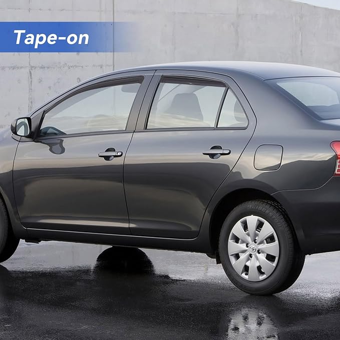 Window Visors Rain Guards for 2007-2013 Toyota Yaris Sedan, Out-Channel Window - Image 3