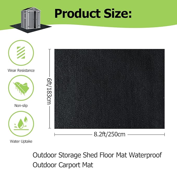 Outdoor Storage Shed Floor Mat, 6 * 8.2FT Waterproof Washable Garden Flooring - Image 2