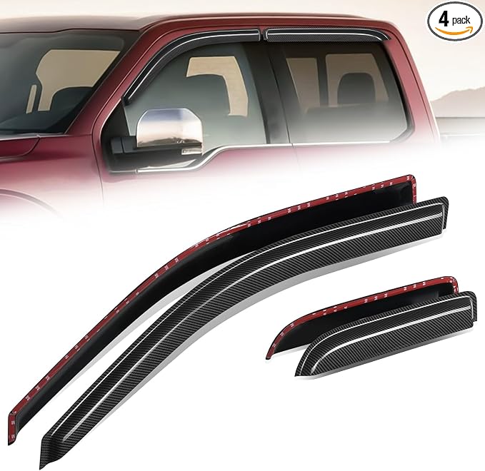 Auto Dynasty 4Pcs Carbon Fiber Pattern Window Visors Compatible by AutoDynasty
