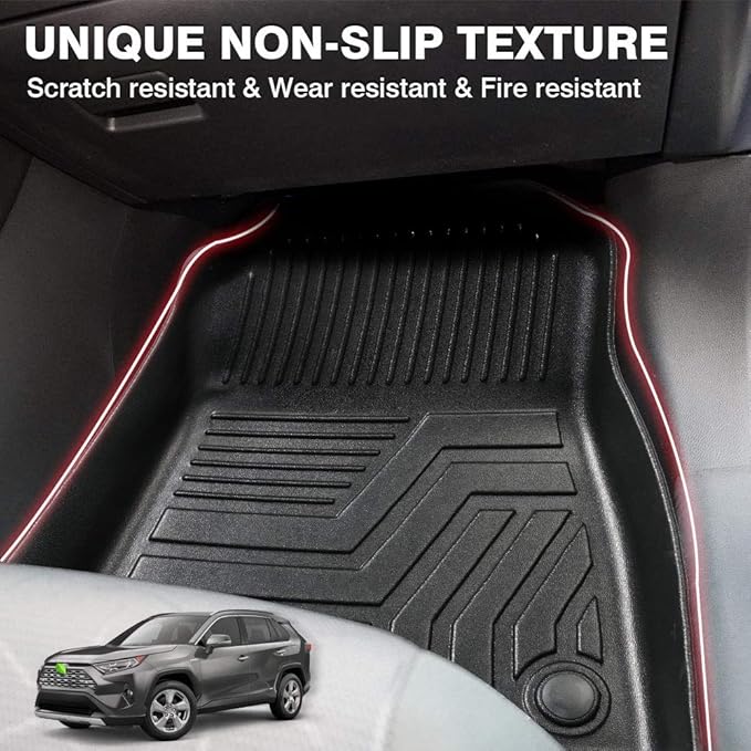 Powerty Floor Mats for 2019-2024 2025 Toyota RAV4 Accessories All Weather Floor - Image 4