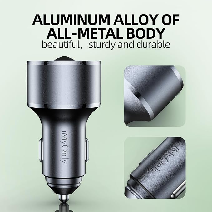 AUX Car Adapter FM Transmitter, iMyOnly QC/PD All-Metal Bluetooth V5.3 AUX - Image 2