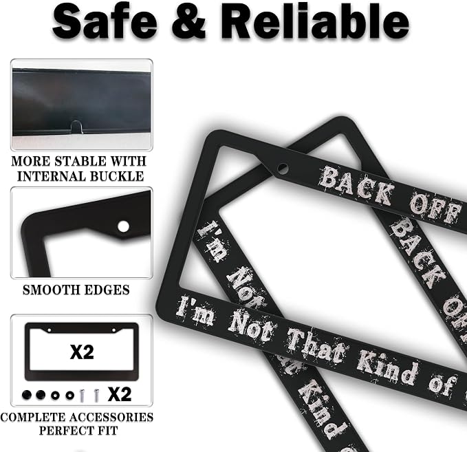 License Plate Holder Black and White License Plate Frames Back-Off I'm Not That - Image 4