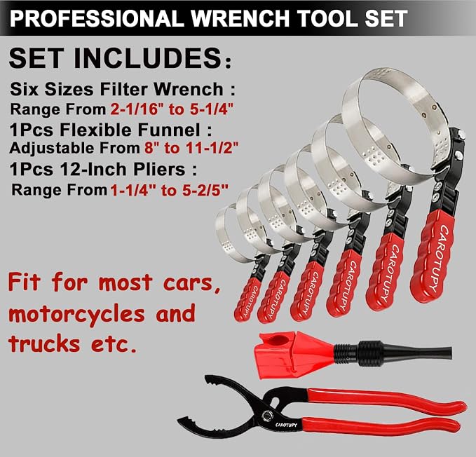 8pcs Oil Filter Wrench Set, Oil filter Removal Tool Adjustable from - Image 2
