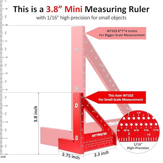 3.8＂Mini 3D Multi-Angle Measuring Square Ruler, WT102A High Precision Hole - Image 4