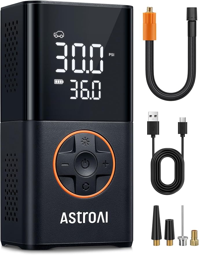 AstroAI L7 Tire Inflator Portable Air Compressor Cordless Mini Bike Pump by AstroAI
