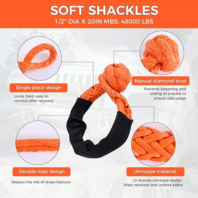 Kinetic Recovery Tow Rope, 48000LBS Snatch Strap - Image 3