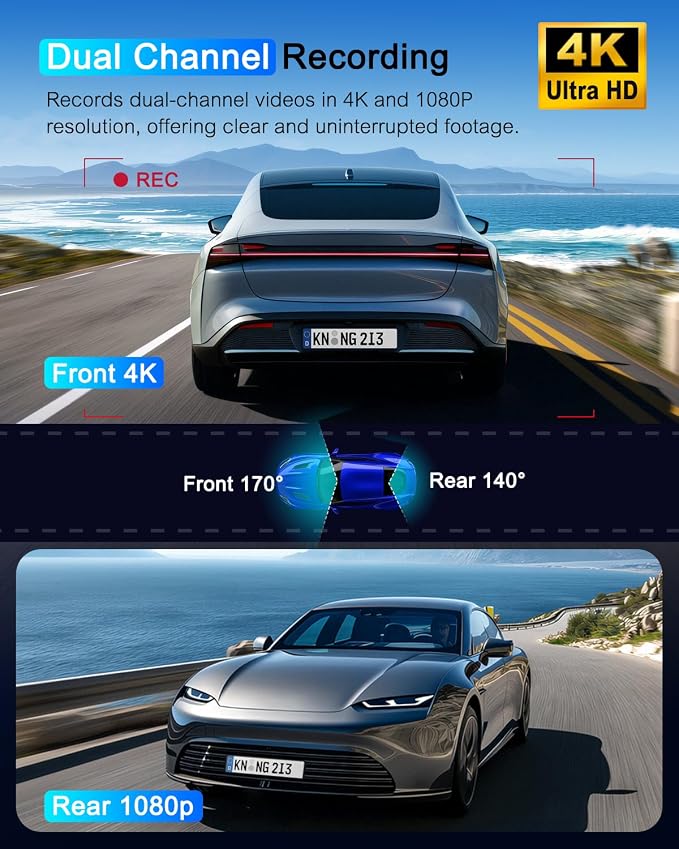 Dash Cam Front and Rear 5GHz WiFi Dashcam - Image 4