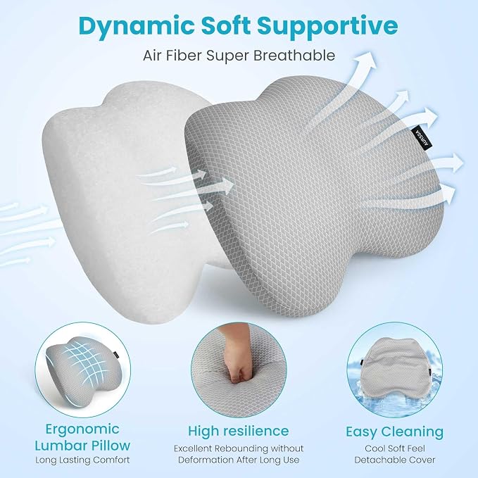 Lumbar Support Pillow Office Chair Car Back Pillow Ergonomic Lower Back Pain - Image 3