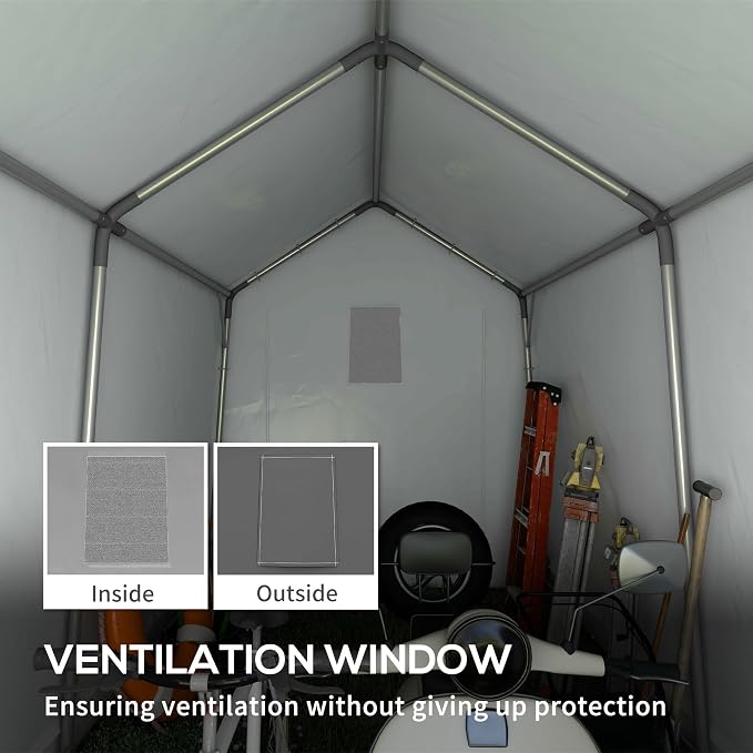 Outsunny 7' x 12' Portable Storage Shed Shelter, Heavy Duty Outdoor Shed - Image 6