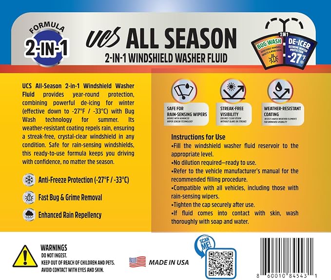 UCS Advanced All-Season Windshield Washer Fluid | Winter Protection to -27°F | - Image 5