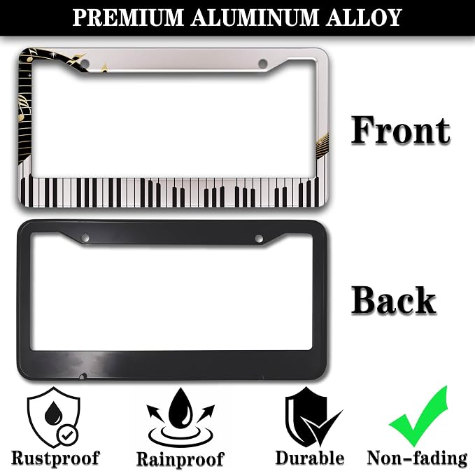 License Plate Bracket Black and White License Plate Frames Beautiful Piano Keys - Image 3