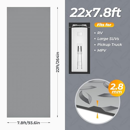 7.8 x 22 FT Garage Floor Mat, 2.8mm Thickness Diamond Plate Vinyl Garage - Image 4