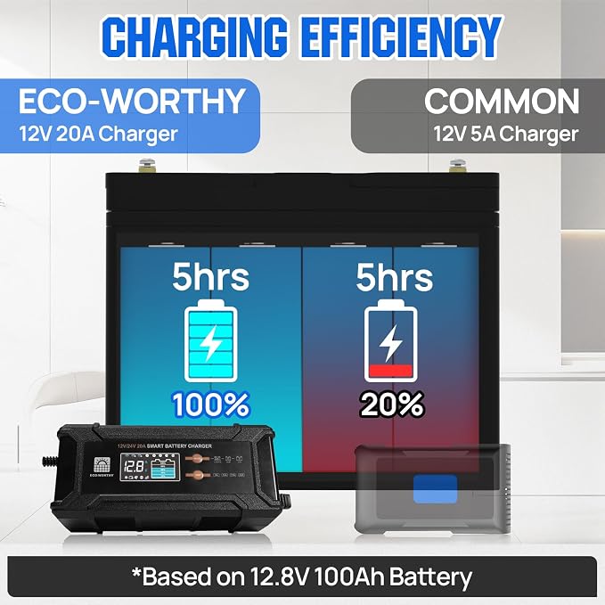 ECO-Worthy 12V/24V 20A Smart Battery Charger Maintainer, Auto Voltage Detect - Image 6