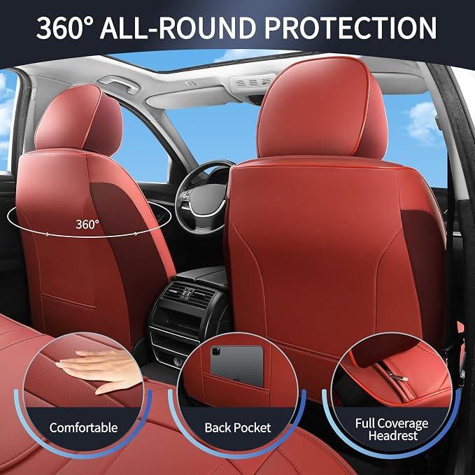 Car Seat Covers Full Set, Leather Automotive Seat Covers, Breathable Waterproof - Image 5