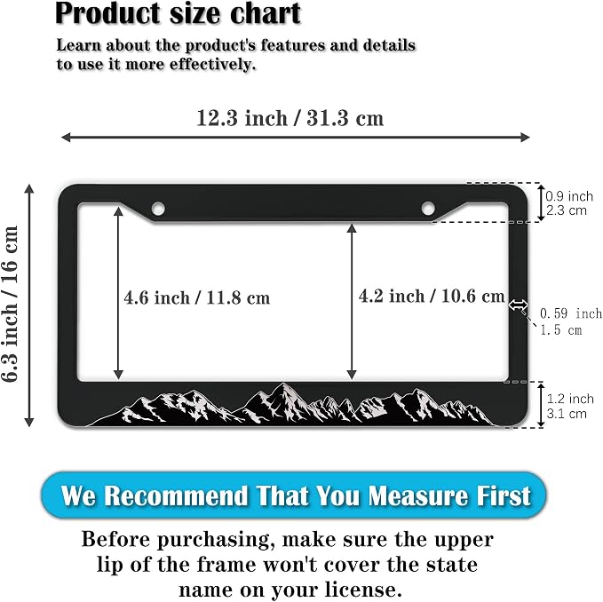 License Plate Frames for Men Black and White License Plate Frame for Women - Image 2