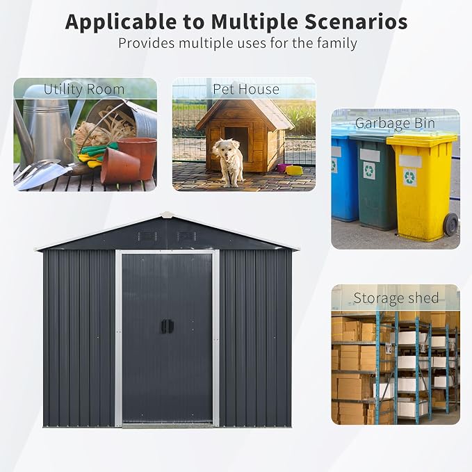 8x4 FT Outdoor Storage Shed, Metal Shed - Image 6