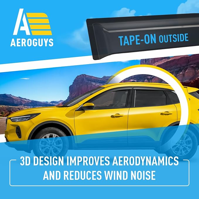 Extra Durable Window Deflectors Tape-On Window Visors Rain Guards Fit - Image 5