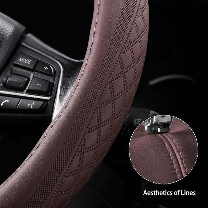 【2025 Model】 Breathable Soft Leather Car Steering Wheel Cover - Image 5