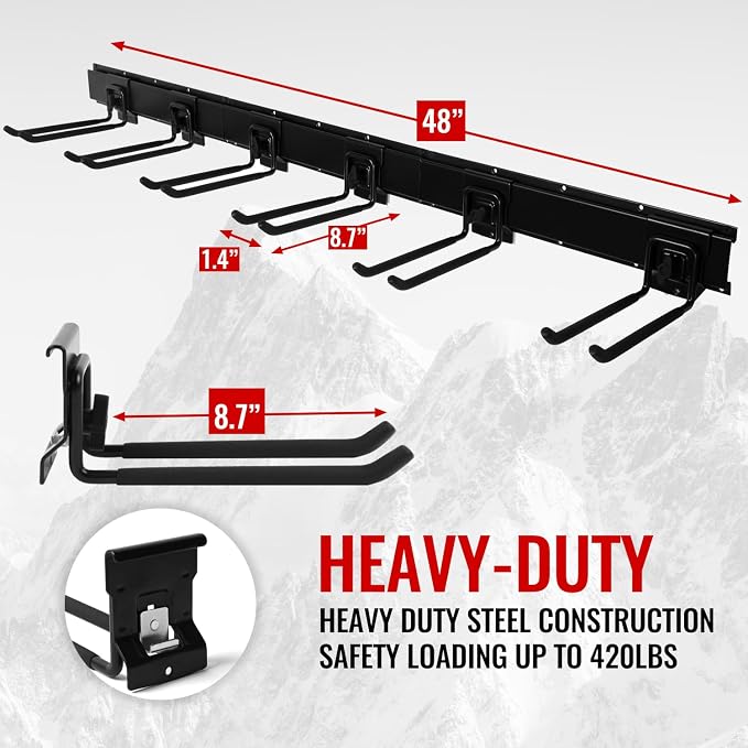 Locking Garden Tool Organizer, Garage Organization Wall Mount Storage Rack - Image 2