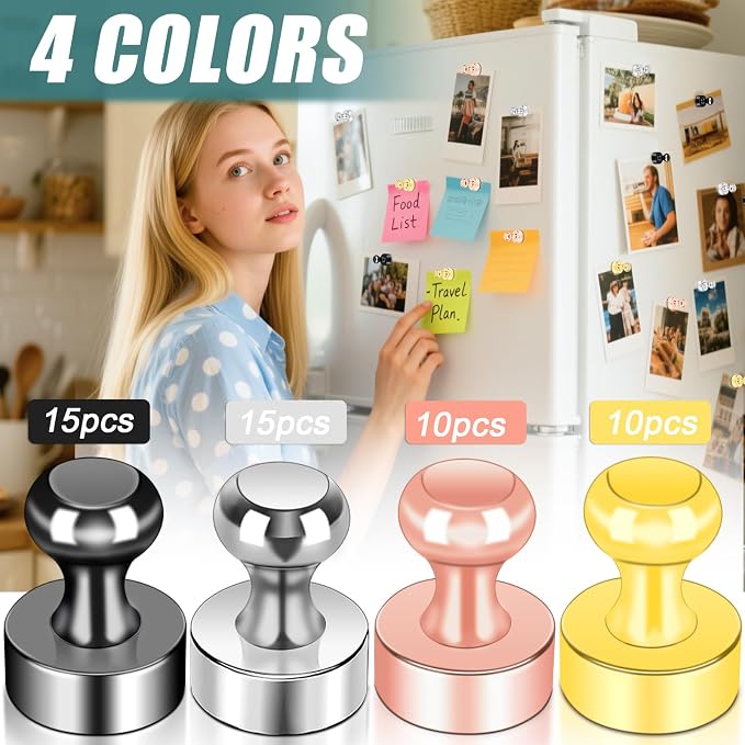 50 Pack Fridge Magnets, 4 Color Small Strong Rare Earth Magnets - Image 2