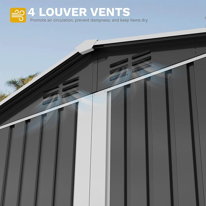 DWVO 6x4ft Metal Outdoor Storage Shed - Image 5