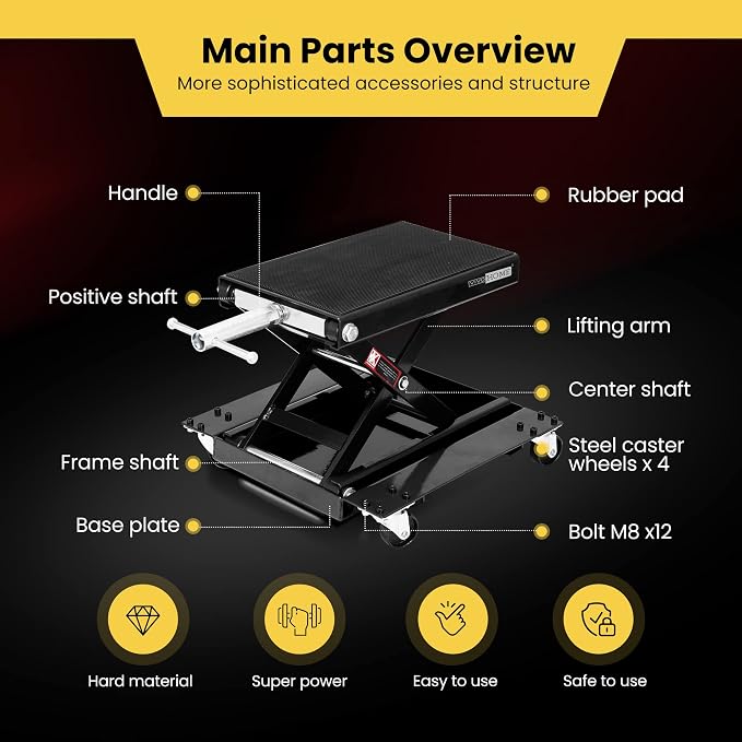 VIVOHOME 1100 Lbs Steel Wide Deck Motorcycle Lift ATV Scissor Lift Jack - Image 2